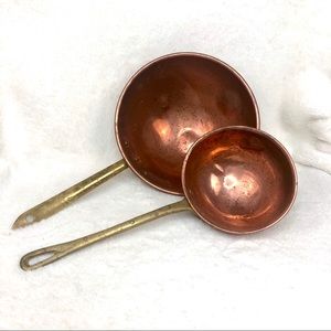 2 Vintage Copper Ladle  Bowl and Handle